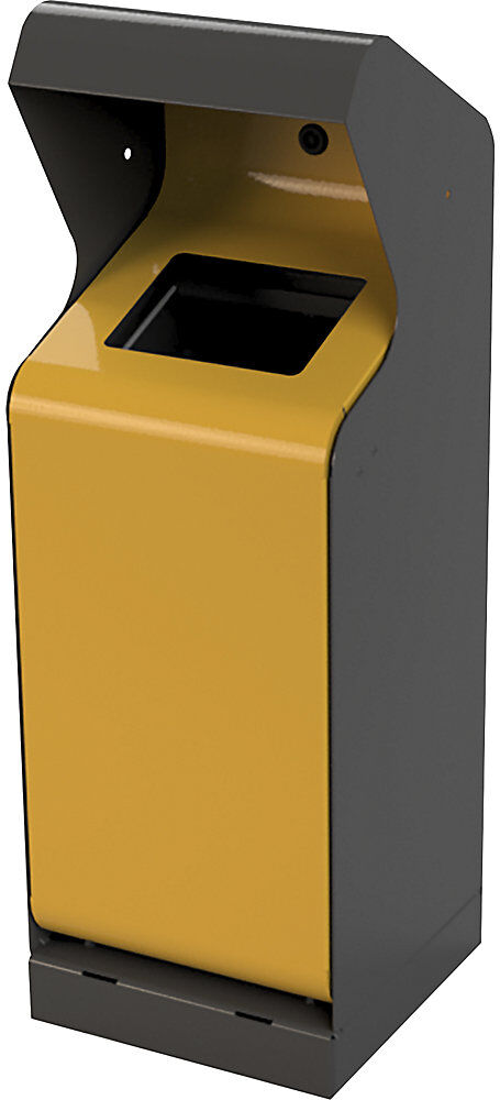 kaiserkraft Außen-Abfalleimer, Volumen 50 l, eisenglimmer/signalgelb