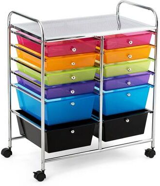 12-Drawers Rolling Storage Cart with Organizer Top - See Details