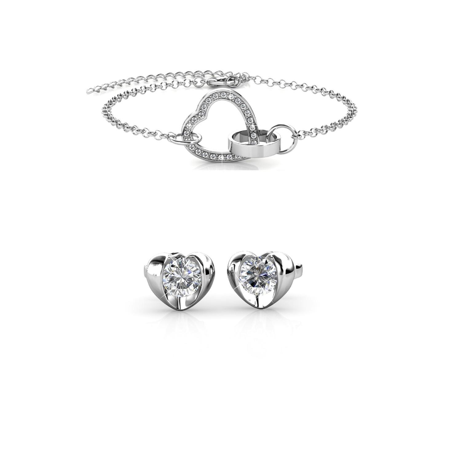 Simply Love Locked Heart Sets - Zilver en Kristal