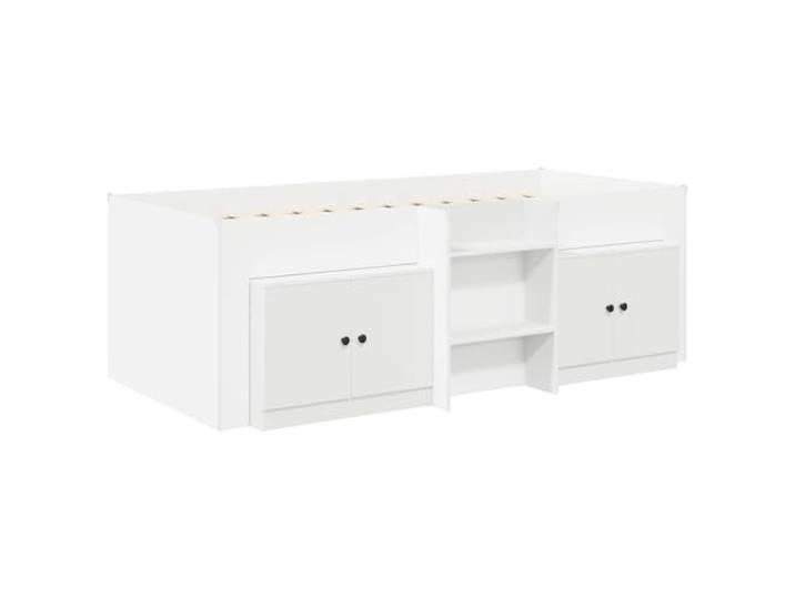 SKTQYQO Bettgestell Loft mit Unterschrank, 3-teilig, weiß, Holz Platzsparendes Design, moderne Linien, robustes Material, für kleine Räume