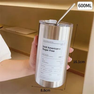 Multicon Wholesale Hub Portable Thermos Cup With Straw, Stainless Steel Coffee Mug, Thermal Insulated Water Bottle white