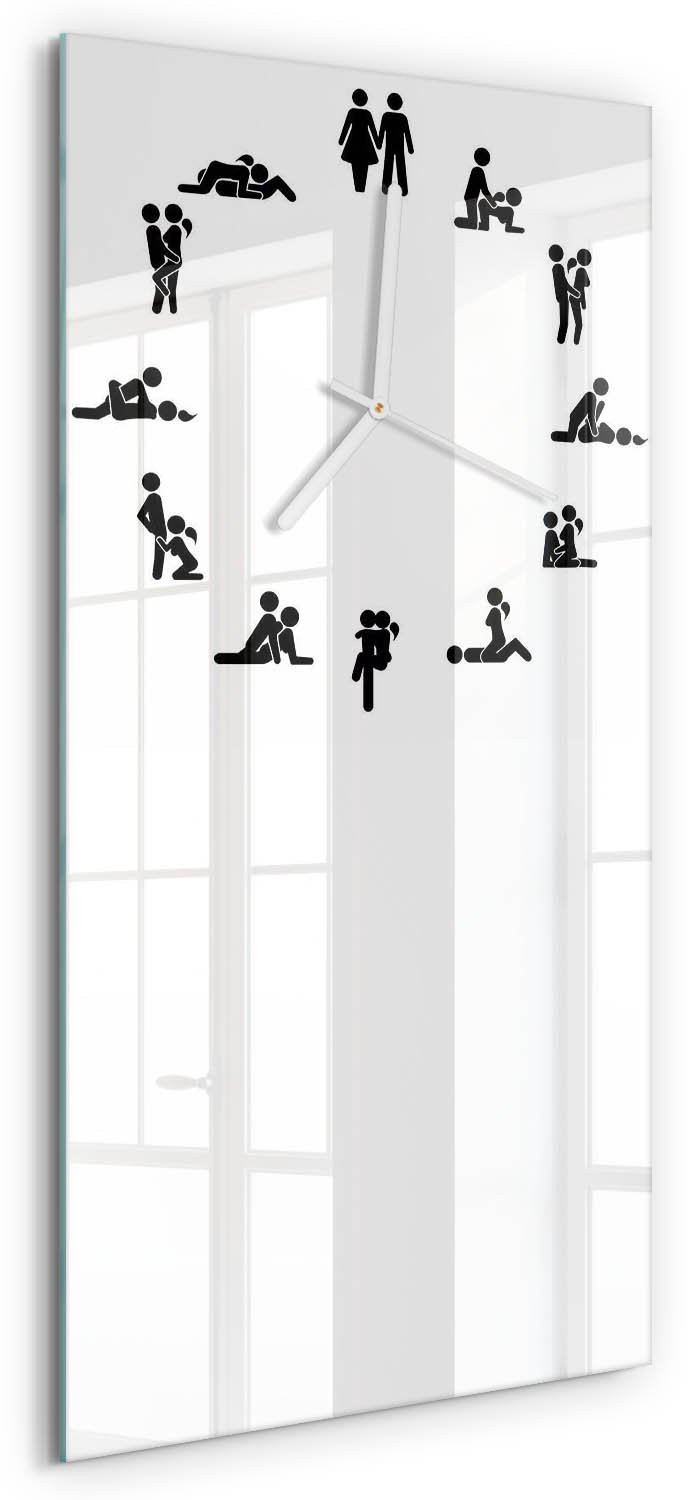Tulup Wandklok Kama Sutra - Wit Glas - 30 x 60 cm