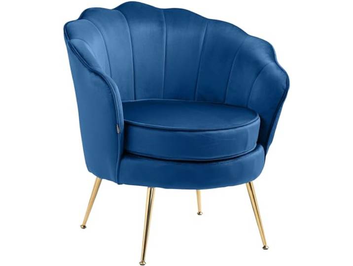 CLP Sessel Rosita I Polsterstuhl Mit Samt-Bezug I Gold-Farbiges Metallgestell, Farbe: blau