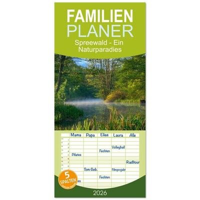 Familienplaner 2026 - Spreewald - Ein Naturparadies mit 5 Spalten (Wandkalender, 21 x 45 cm) CALVENDO