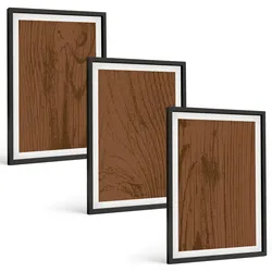 BILDER SET 3er Set - 40x60 cm Schwarzer Rahmen - Holzstruktur, Rinde, Minimalismus