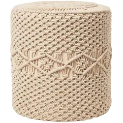 SITZPOUF Astrid rund, natur im Makramee-Stil, 40/40/42 cm