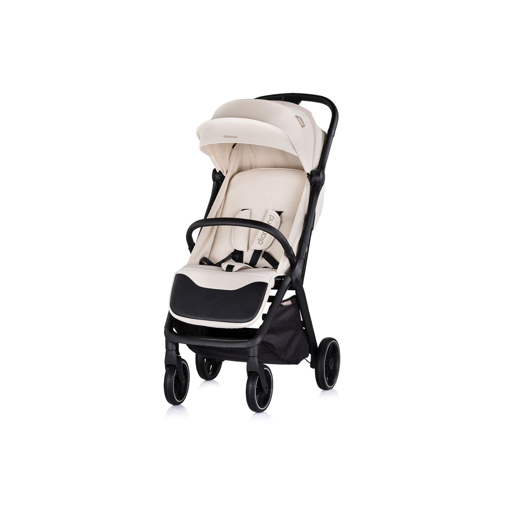 Chipolino Kinderwagen Diamond klappbar, Korb, PU-Rollen, Sonnendach, Beinstütze beige