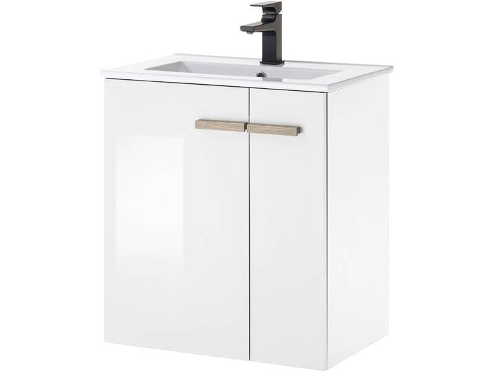 Waschtisch HOME AFFAIRE SOLiD, Unterschrank inkl. Waschbecken, Badschrank mit Holzgriffe , weiss (weiß lackiert hochglanz), B:60cm H:70cm T:40cm, Waschtische, Waschtisch, in zwei Farben verfügbar, inkl. Waschbecken, Breite 60 cm