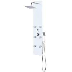 Helloshop26 - Duschpaneel mit Duschkopf Armatur Glas Edelstahl 130 cm weiß 02_0003434
