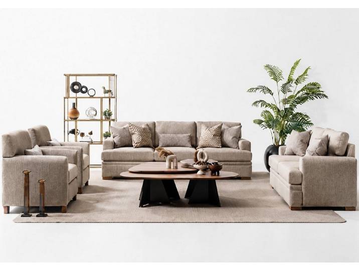 Xlmoebel Polstergarnitur Hellbraunes Sofa set 3-Sitzer Sofa 2-Sitzer Sofa Sessel Wohnzimmer, (Sofa-Set, 3-tlg., 3-tlg)