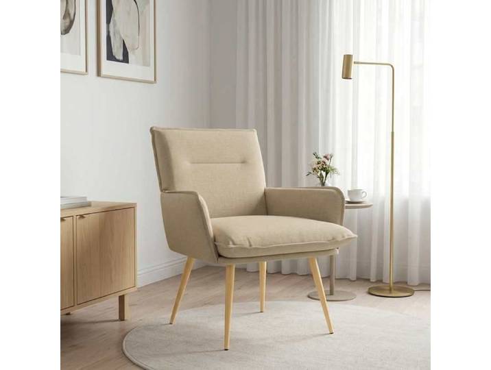 Chaise simple - élégant - Fauteuil Crème Tissu_7294