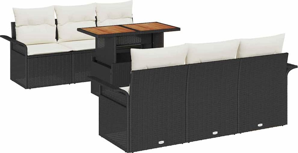 vidaXL Garten-Sofa-Set 7 stk. Schwarz und Creme