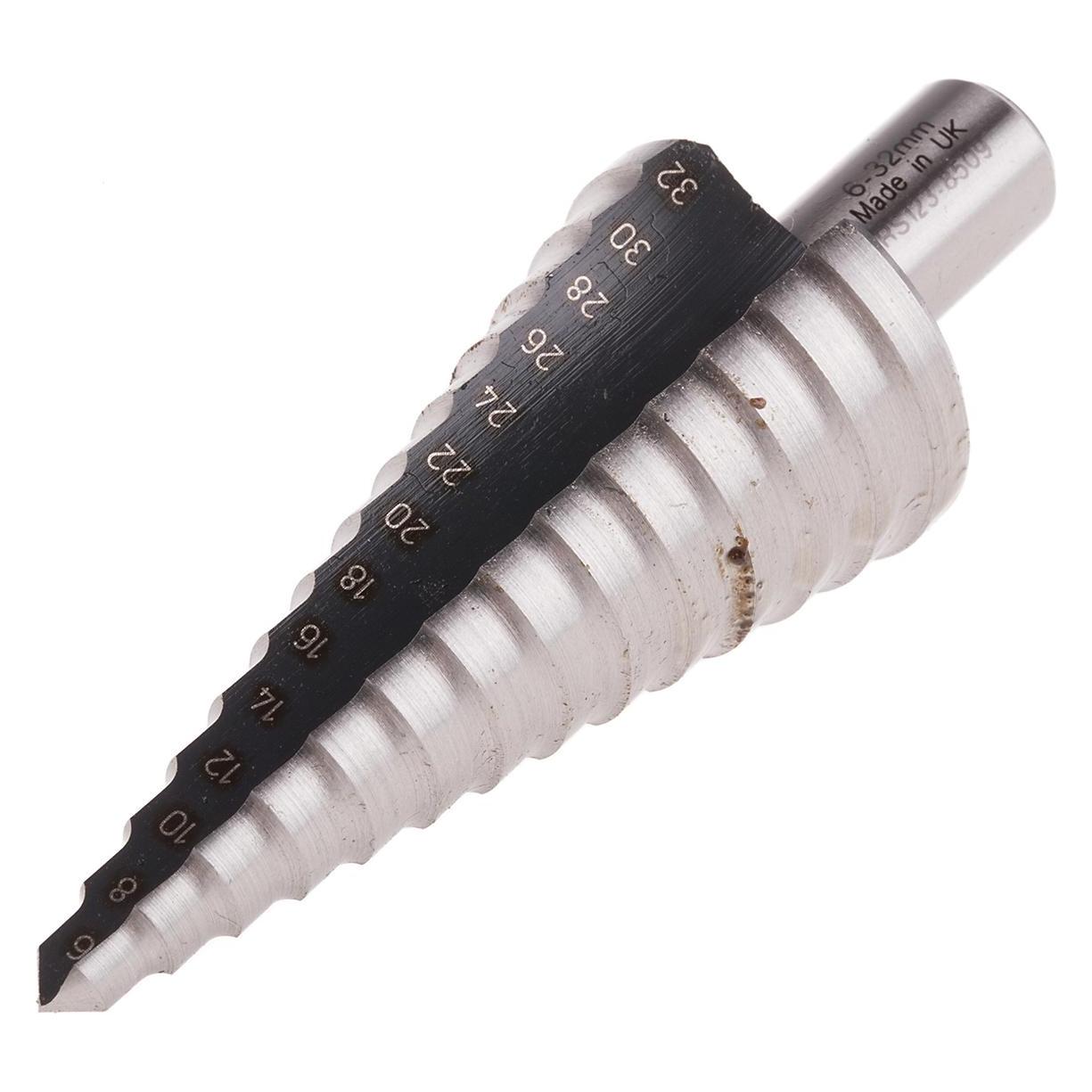 RS PRO 6-30mm HSS step drill bit 10mm shank (1238509)