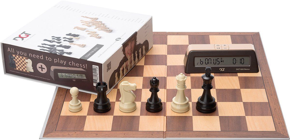 Digital Game Technology DGT Starter box bruin met bord, stukken en schaakklok
