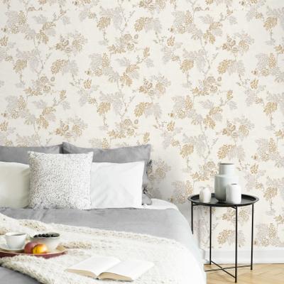 Vliestapete SUPERFRESCO EASY "Kimono Weiss/Gold 10mx52cm", gold, B:0,52m L:10m, Vlies, Tapeten, Kimono /Gold 1000x52cm