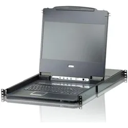 Aten CL6708MW FR Single Rail KVM-Switch 8-Port 17,3"-LCD (USB DVI) FR-Layout, KVM Switch, Schwarz