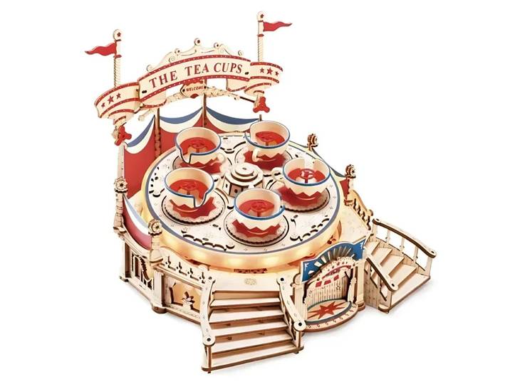 Modèle d'assemblage en bois 3D, tasse rotative de conte de fées, bricolage, cadeau d'anniversaire, puzzle tridimensionnel, ornements créatifs, carrousel