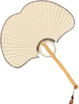 The Handy Homestead Elegant Rice Paper Fan Ginkgo Round Chinese Hand Fan For Photos And Home Decor beige