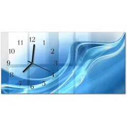 WANDUHR aus Glas 60x30 cm - Blaue Wellen