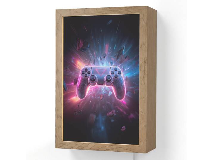 OnlyWow Wandleuchte - Controller - Neon - Explosion - Abstrakt - 20x30 cm, Violett, Holzwerkstoff, Rechteckig, LED integriert, 20x30x8 cm, Lampen & Leuchten, Innenbeleuchtung, Wandlampe