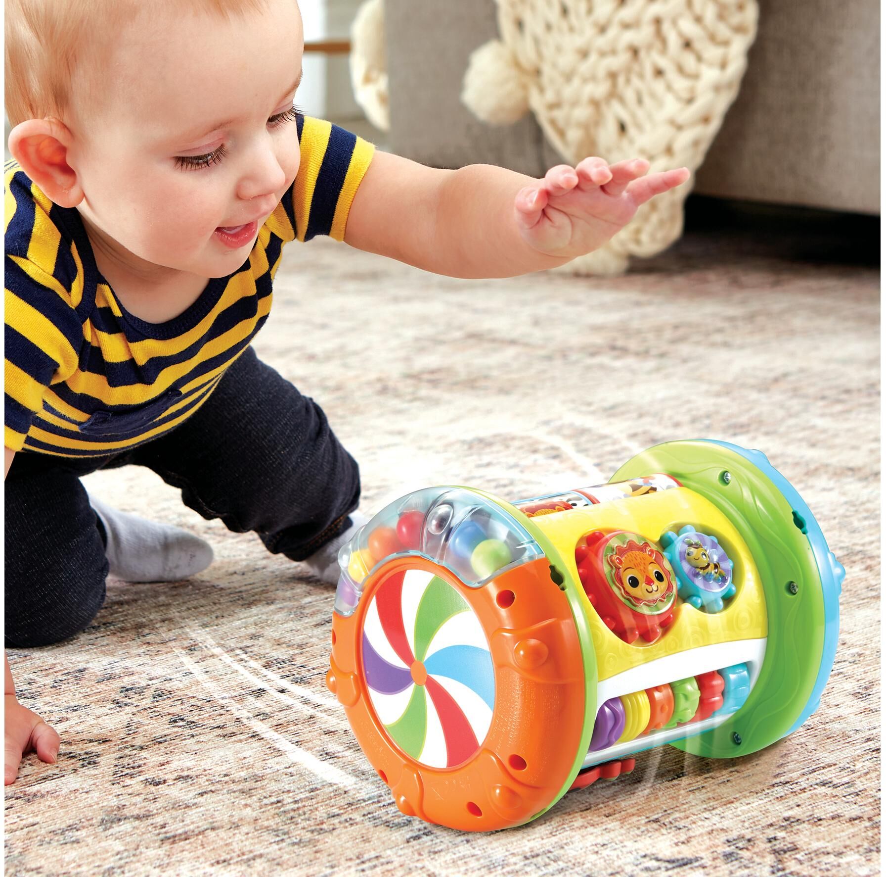 Lernspielzeug VTECH "rouleau tam-tam 3 en 1 -FR-", Kinder, bunt (blau, magenta), Kunststoff, Lernspielzeug Lernspielzeug blau, magenta Einheitsgröße