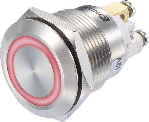 TRU Components 1273002 GQ19F-10E/R/12V/S Drucktaster 48 V/DC 2A 1 x Aus/(Ein) tastend Rot IP65 1St.