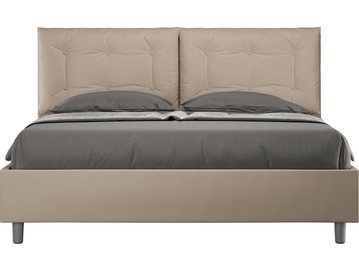 ITYHOME - Lit avec sommier rembourré 160x200 similicuir taupe Annalisa
