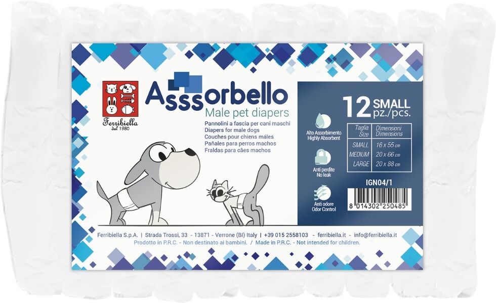Ferribiella Pannolini a Fascia per Cani Maschi Asssorbello S
