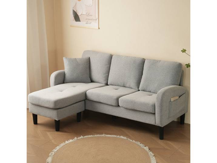 BBWL Sofa L-förmiges Ecksofa 3-Sitzer mit Chaiselongue, modulares Sofa, platzsparendes Wohnzimmer-Sofa mit langlebigen Kunststoffbeinen
