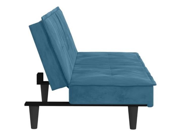 Canapé-lit avec porte-gobelets bleu velours Mothinessto LY3393