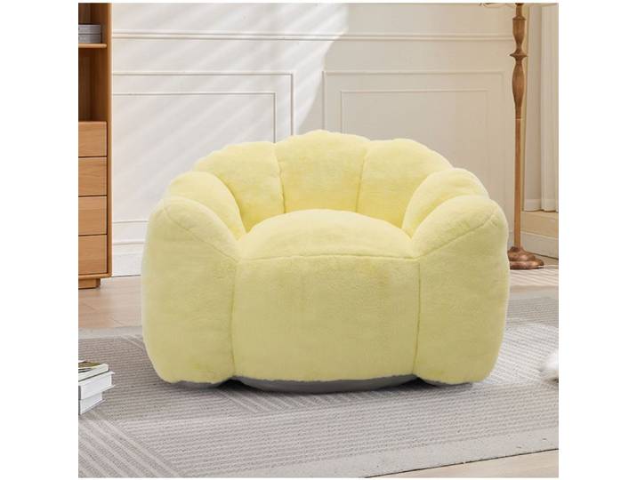 Canapé compressé lotus adulte 110 x 110 x 68 cm sans montage revêtement plush jaune Grjofek