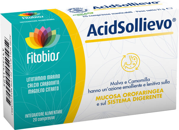 FITOBIOS Srl Fitobios Acid Sollievo Integratore Alimentare 20 Compresse Masticabili