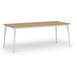 Konferenztisch PRIMO OMEGA, 200x90 cm, weißes Metallgestell, Buche