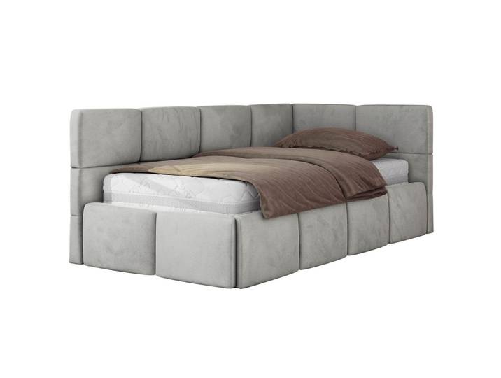 JUGENDBETT ARVO 90/200 - Hellgrau Velvet - Foam-Matratze - Rechts Seite