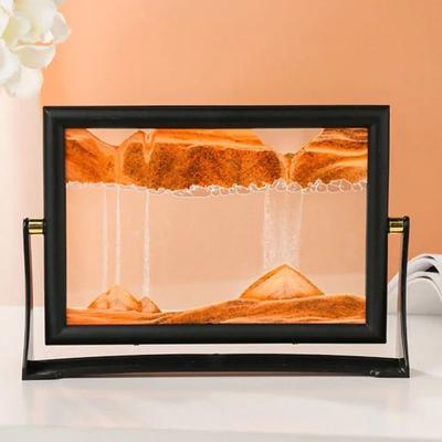Uplift Picks Rotating Moving Sand Art Picture For Relaxing Desk Home Decor yellow 5 Inch