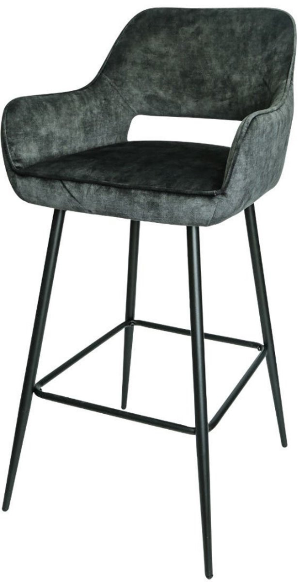 PTMD Fallon Velvet Barstoel - Antraciet
