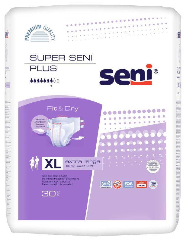 Seni Super Plus XL - 6 paquets de 30 protections