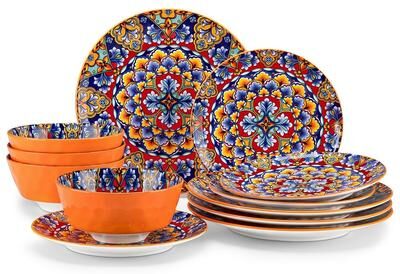 vancasso SIMI 12-Piece Hand Painted Porcelain Dinnerware Set Service for 4