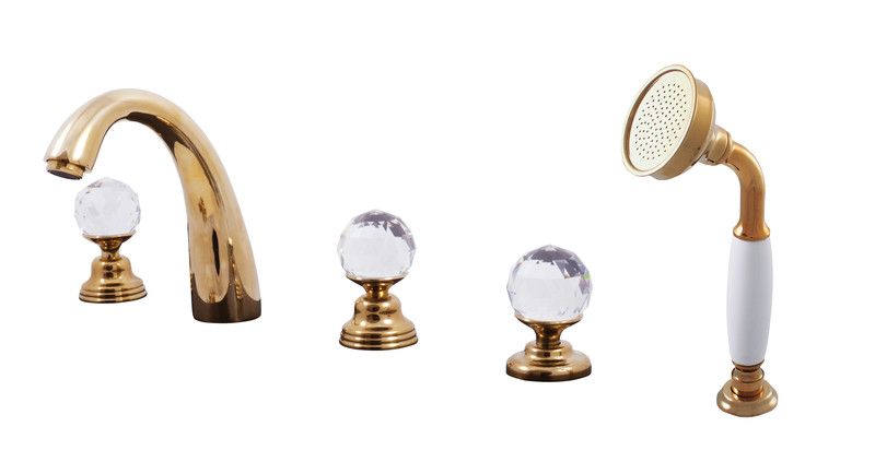 BRILLANCE 5-Loch Badewannenarmatur Griff aus SWAROVSKI Kristall RAV SLEZAK