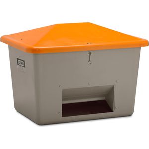 CEMO Streugutbehälter 10836, 700 Liter, grau, aus GFK, mit Entnahmeöffnung