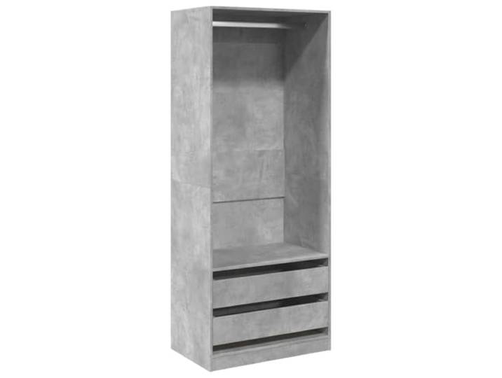 HNSMFPRE Kleiderschrank, grau, Beton, 80 x 50 x 200 cm, Holz aus Technik 1 Fach, 2 Schubladen, Aufbewahrung für Kleidung und Zubehör, minimalistisches Design, Wandbefestigung im Lieferumfang