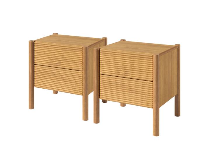 Massive Nachtkommode KOORE 2er Set 48 x 50 x 40cm Holz/Braun