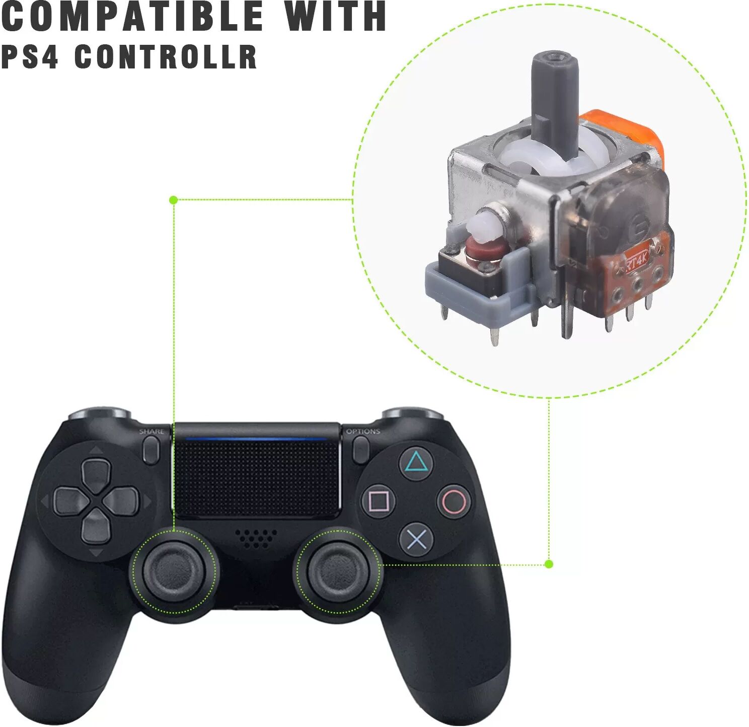 INF TMR Hall-Effekt Joystick kompatibel mit PS4 - Niedriger Stromverbrauch