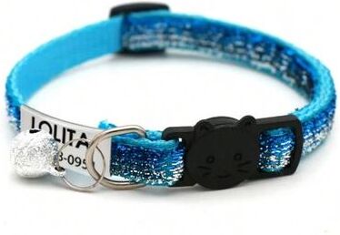 Uplift Essentials Customized Glitter Safety Collar With Personalized Engraved ID Tag sky Blue