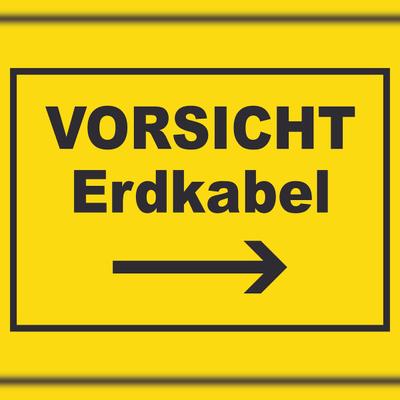 HB-Druck Vorsicht Erdkabel mit Richtungspfeil rechts Schild A0 (841x1189mm)