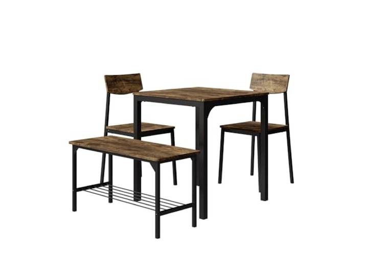 Vicco Esstisch-Set Fyrk, Schwarz/Eiche rustikal, 70 x 70 cm 4 Teile, geeignet für Esszimmer, Küche oder überdachte Außenbereiche
