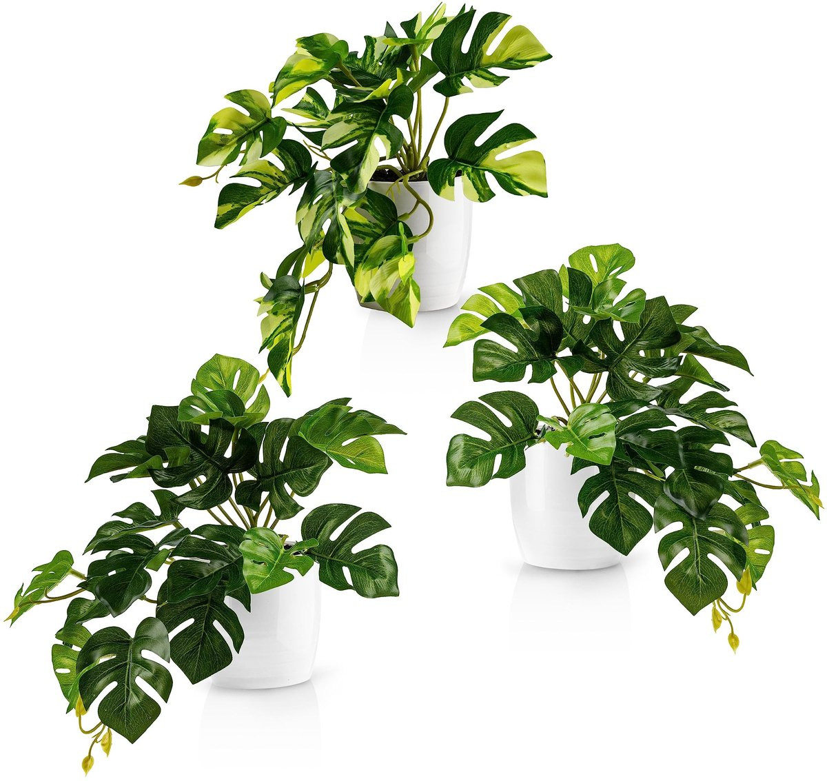 Ibenzoa Monstera kunstplant met witte keramische pot