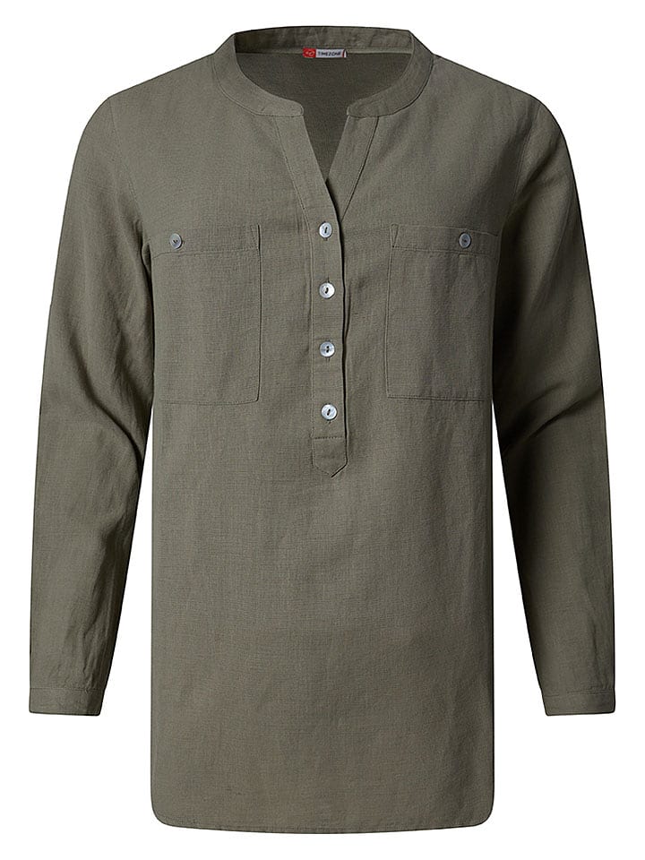 Timezone Bluse "Henley" in Khaki - M