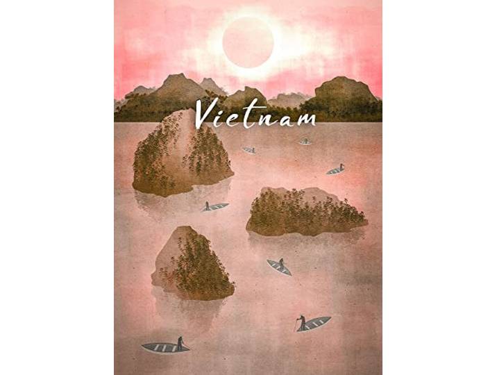 Komar Wandbild - Vintage Travel Vietnam - Größe: 50 x 70 cm - Poster, Kunstdruck, Dekoration, Wohnzimmer, Schlafzimmer
