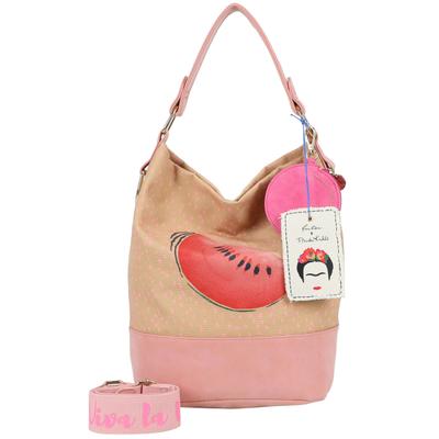 Umhängetasche FRITZI AUS PREUSSEN "Fritzi x Frida Kahlo", Damen, Gr. B/H/T: 27cm x 37cm x 17cm onesize, beige, 55% Baumwolle, 45% Polyester, gemustert, Taschen Umhängetasche, mit Melonen-Print